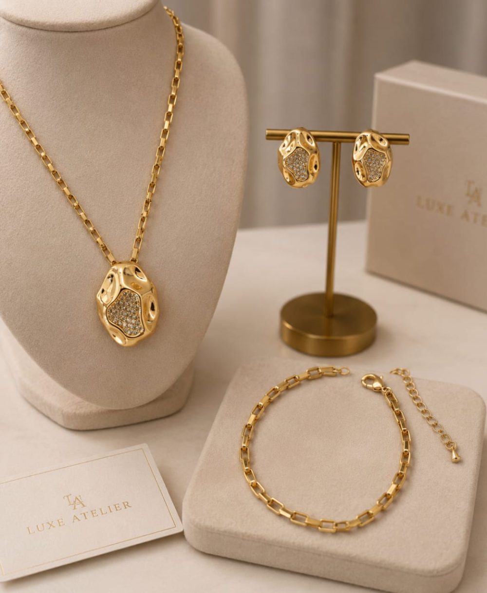 Conjunto Dourado com Zircônias
