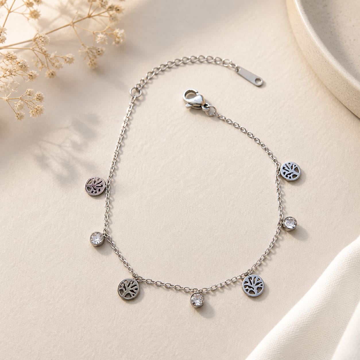 Pulseira Pingente Luz e Árvore da Vida