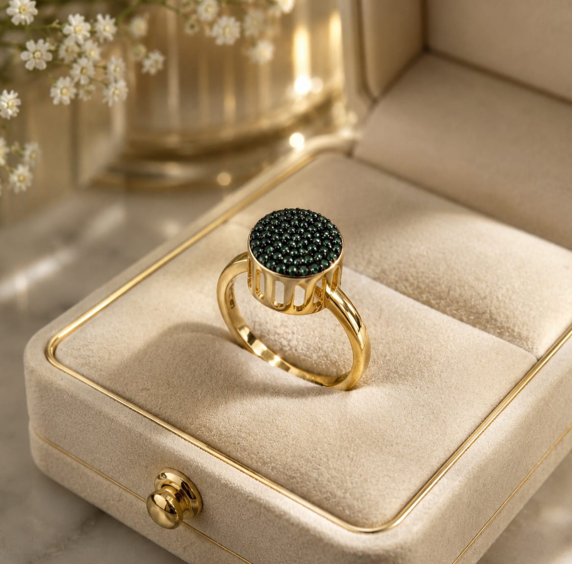 Anel Solitário Verde